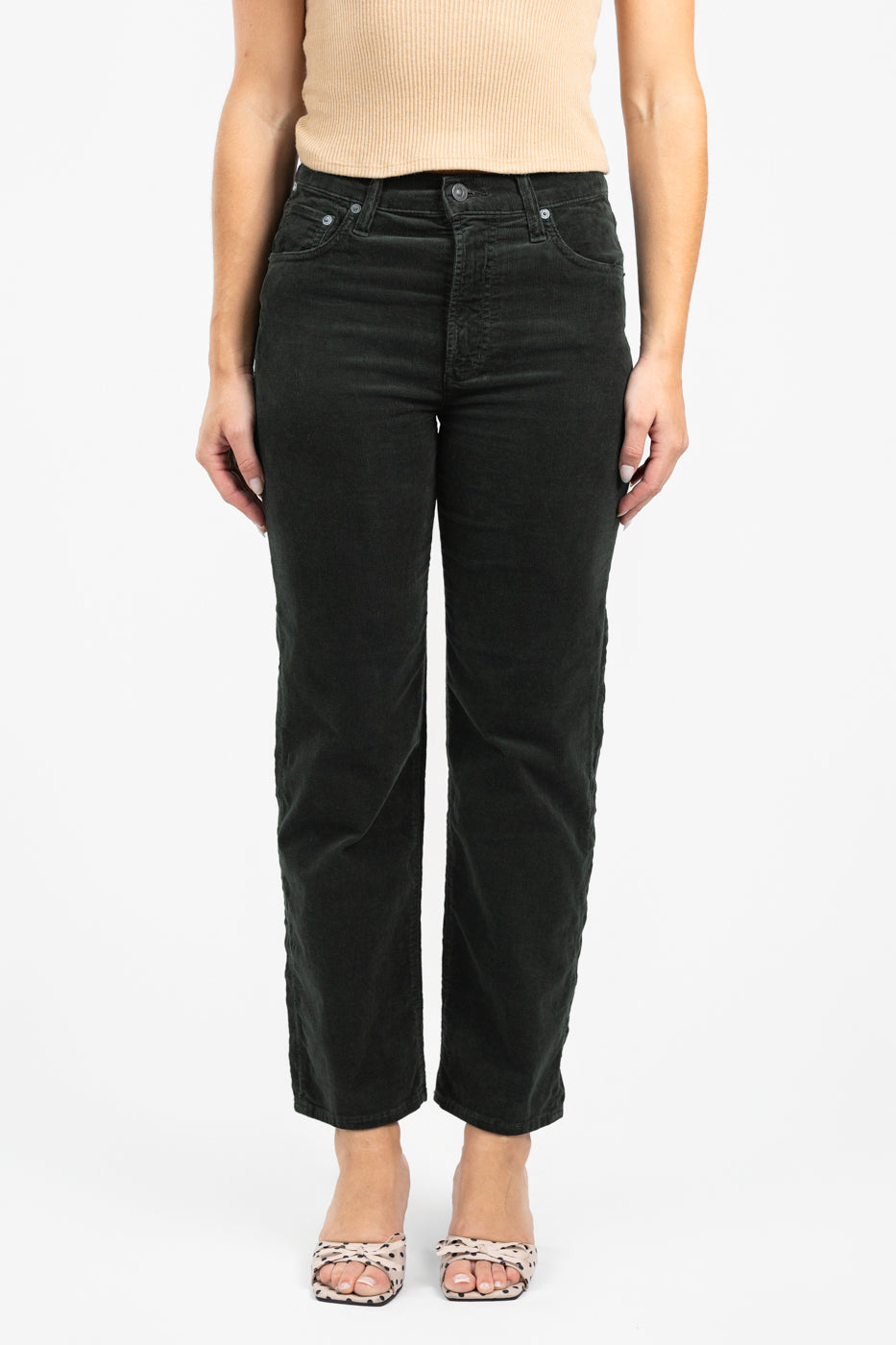 Dark Green Palma Straight Corduroy Pant