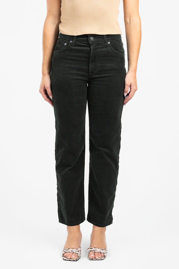 Dark Green Palma Straight Corduroy Pant