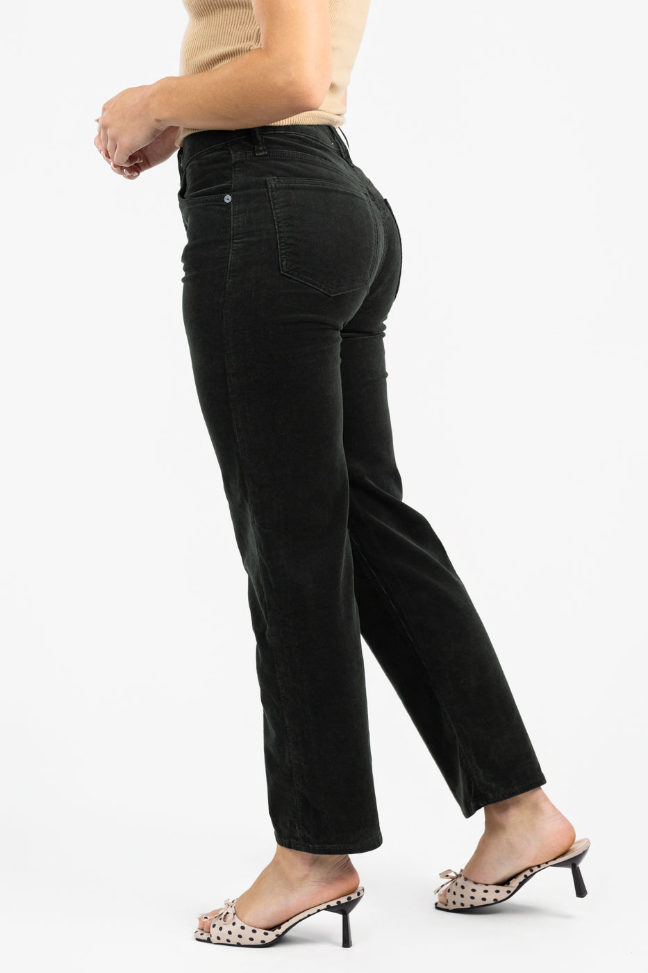 Dark Green Palma Straight Corduroy Pant