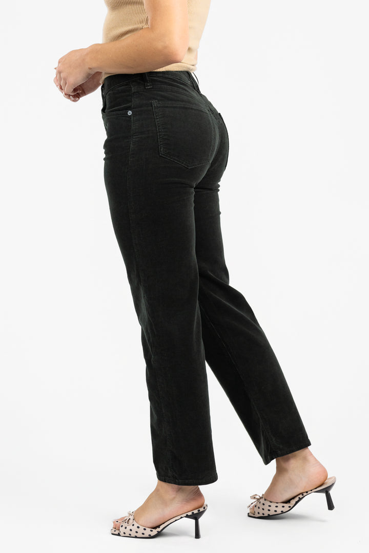 Dark Green Palma Straight Corduroy Pant