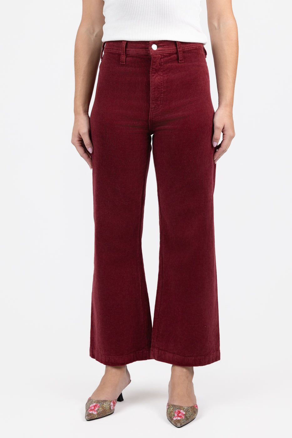 Deep Crimson Wide Leg Crop Penny Jean