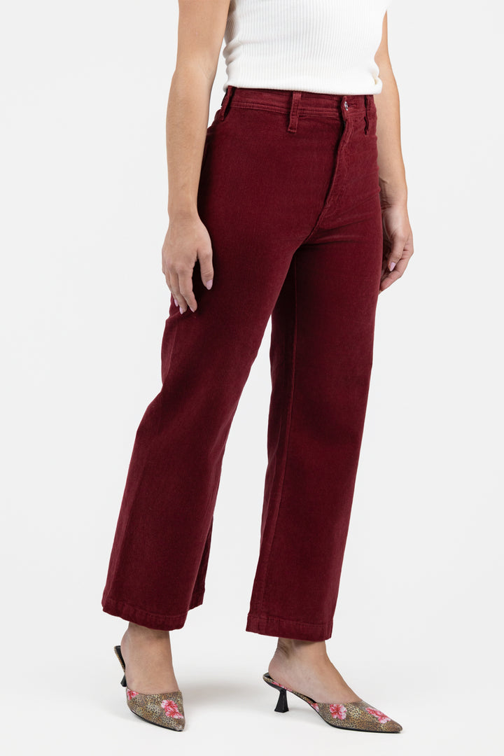 Deep Crimson Wide Leg Crop Penny Jean