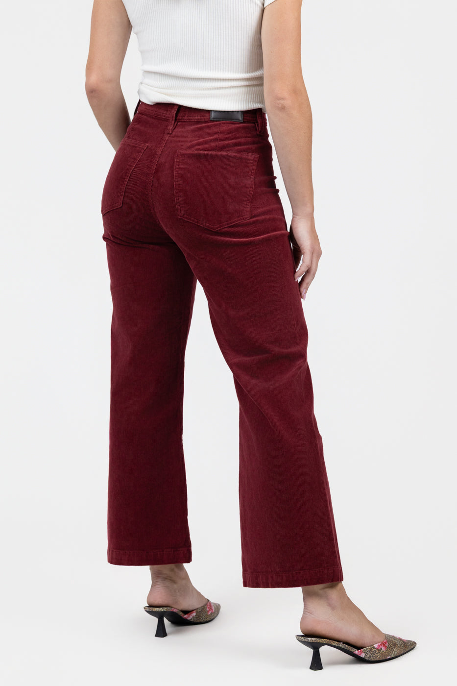 Deep Crimson Wide Leg Crop Penny Jean