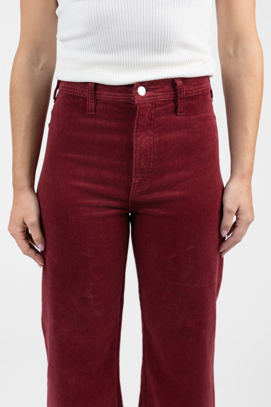 Deep Crimson Wide Leg Crop Penny Jean