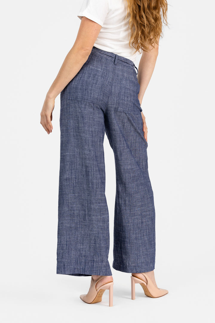 Denim Blue Mid Rise Pant