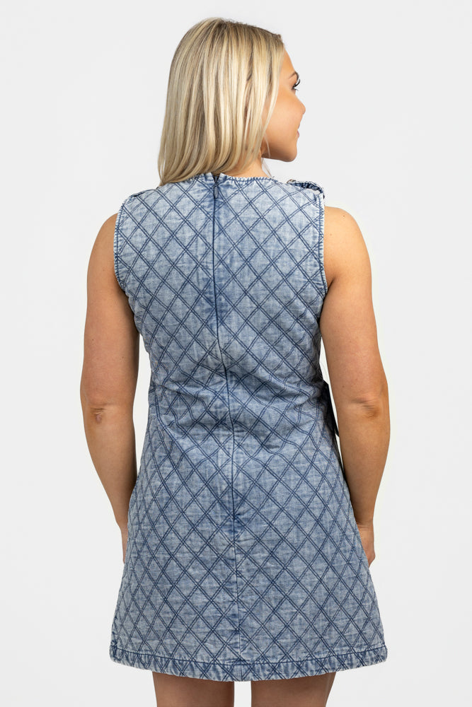 Denim Blue Quilted Mini Dress