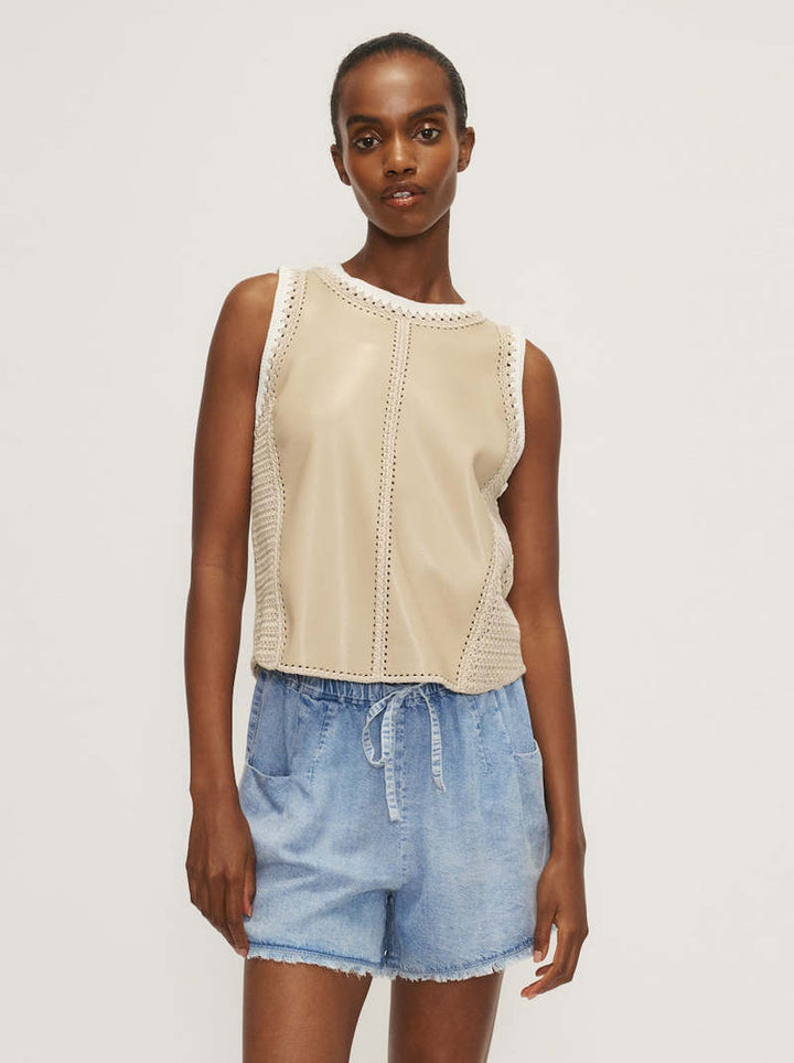 Desert Mixed Media Vegan Leather Naru Tank Top