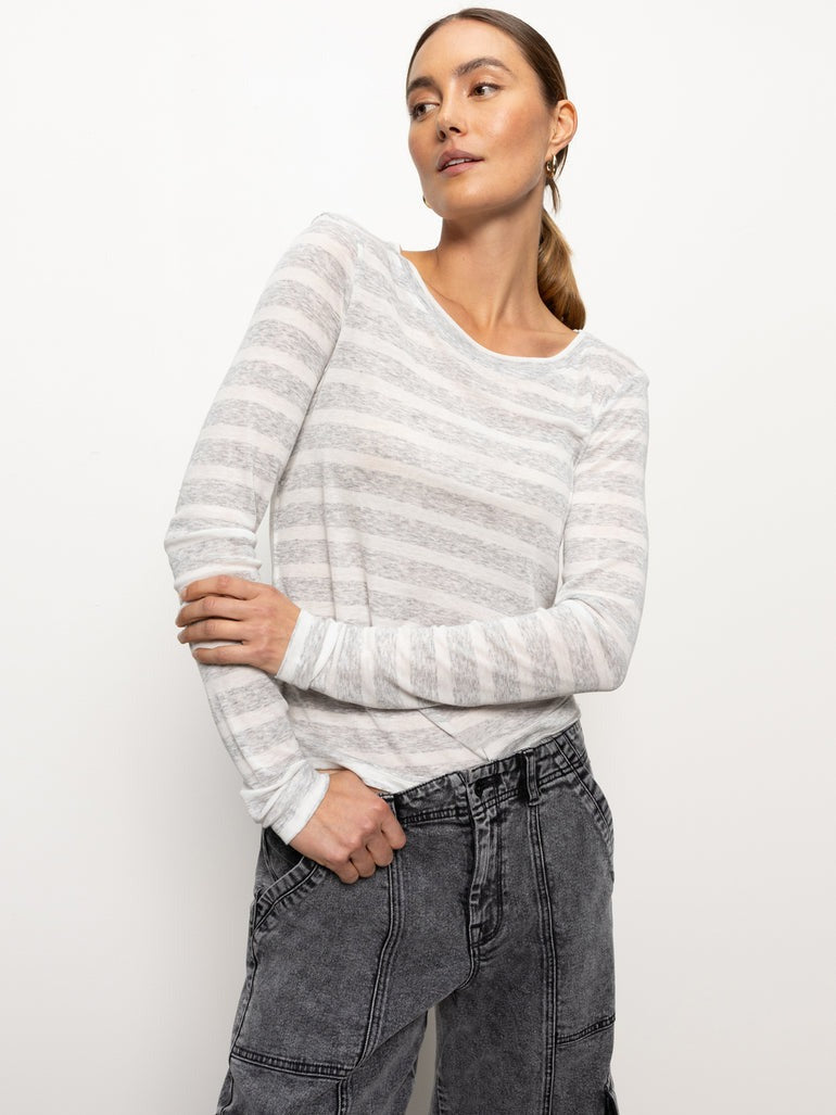 Dewey Grey Chalk Stripe Femme Crew Tee