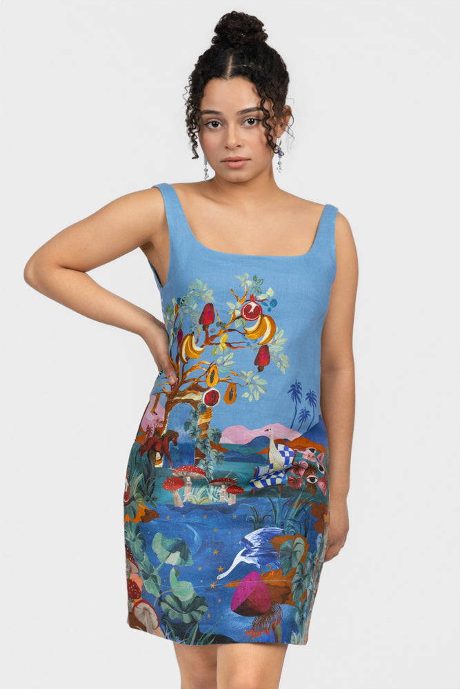 Dream Landscape Multicolor Mini Dress