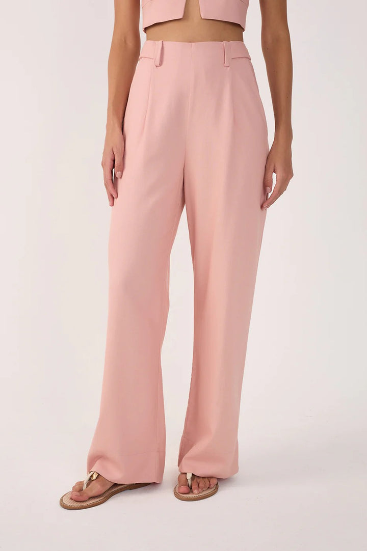Dusty Pink Pleated Wide Leg Pant