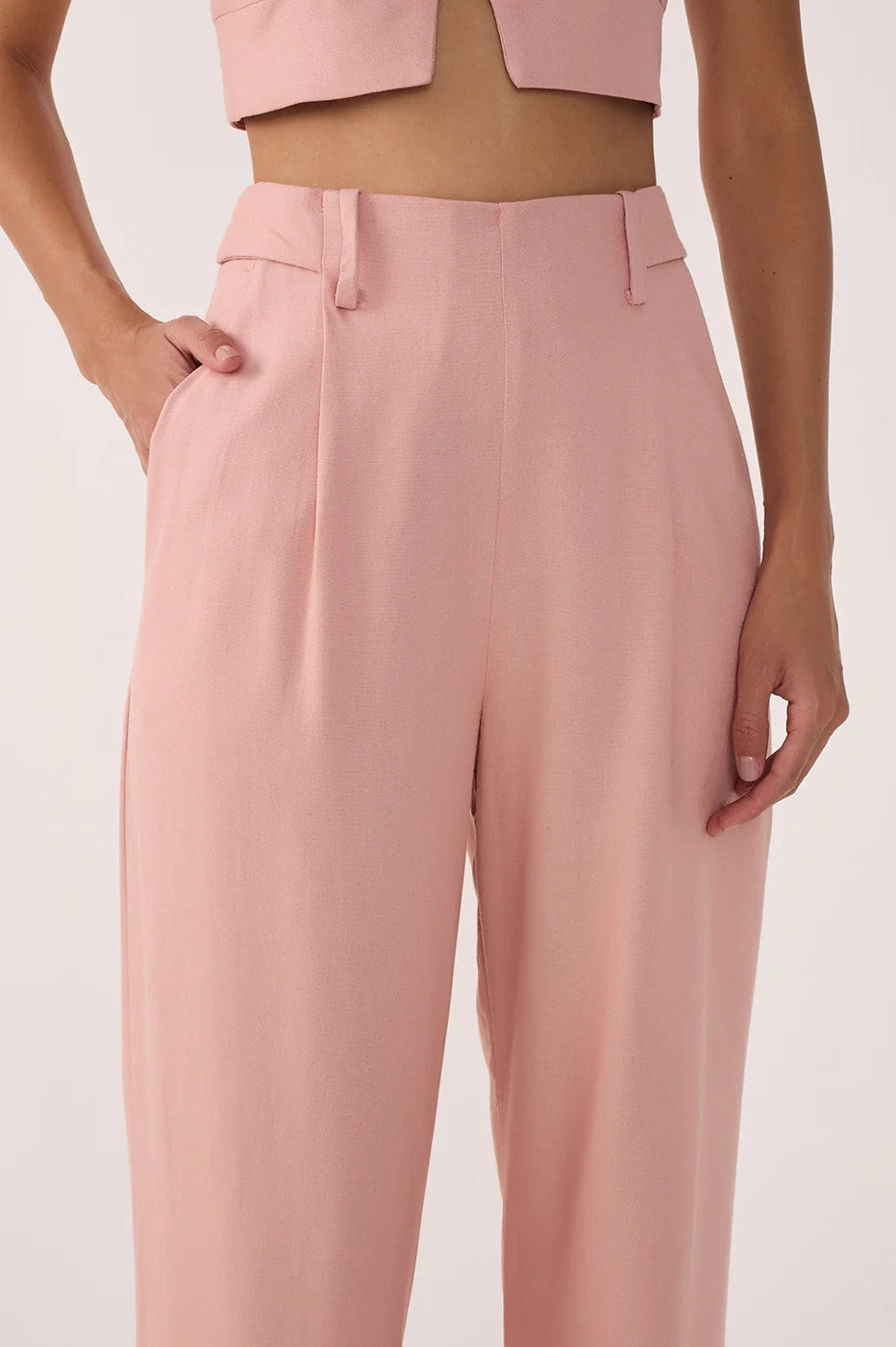 Dusty Pink Pleated Wide Leg Pant
