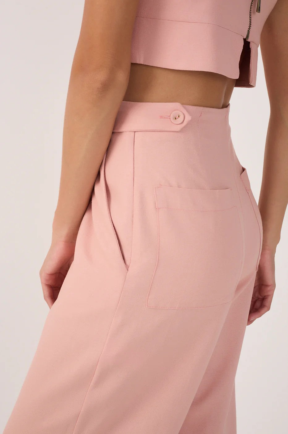 Dusty Pink Pleated Wide Leg Pant