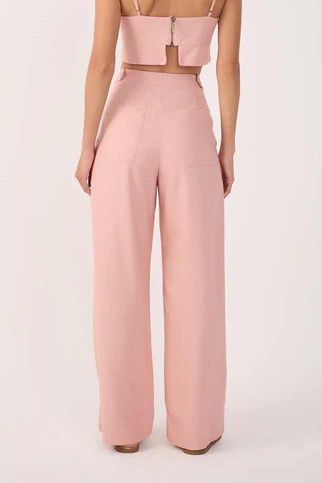 Dusty Pink Pleated Wide Leg Pant