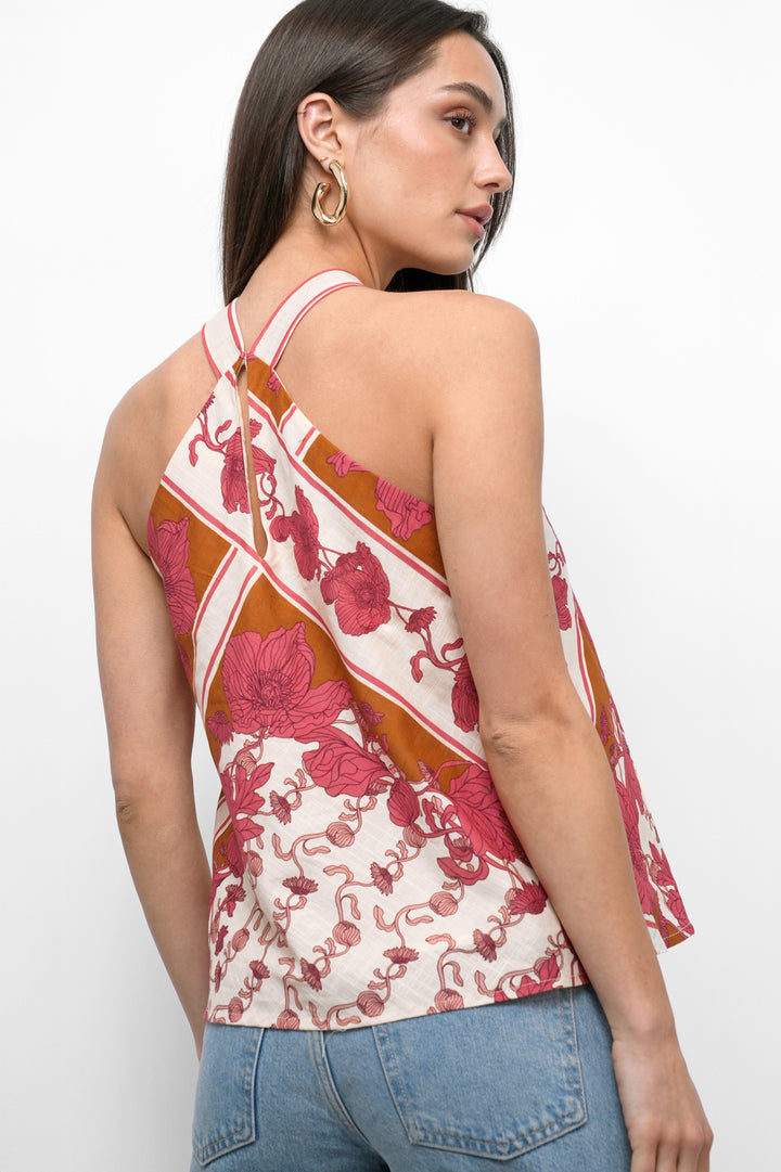Coral Halter Neck Oliveira Top