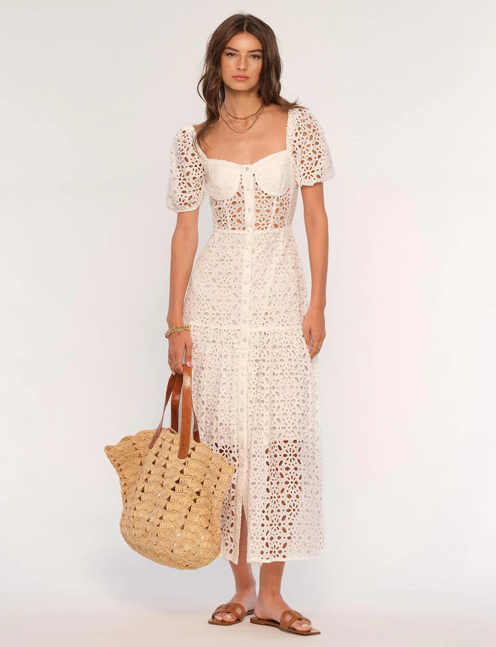 Eggshell Cotton Eyelet Sarella Maxi Dress