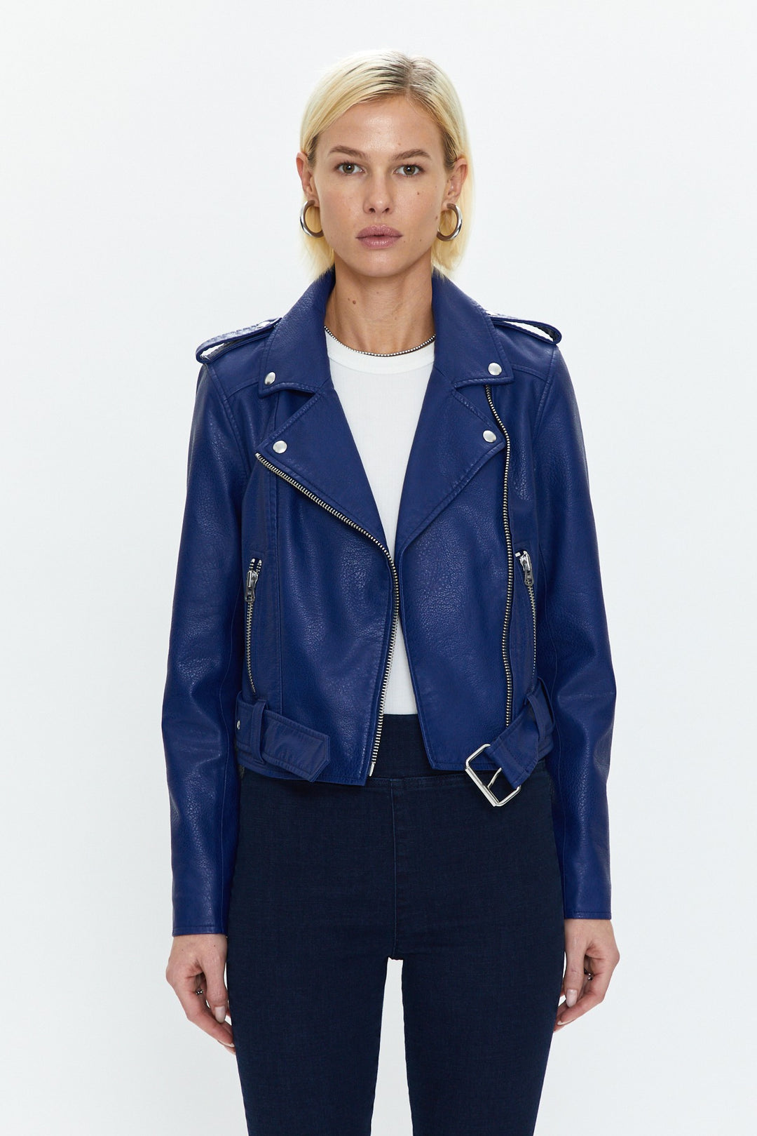 Electric Blue Faux Leather Tracy Moto Jacket