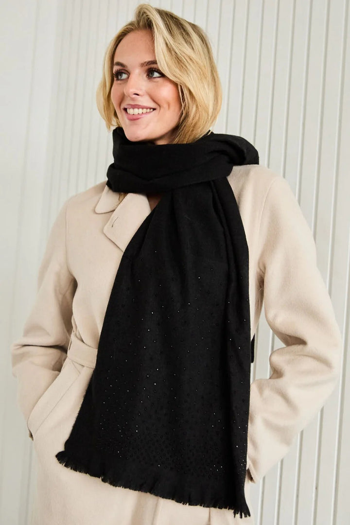 Elite Black Cascade Diamante Winter Scarf
