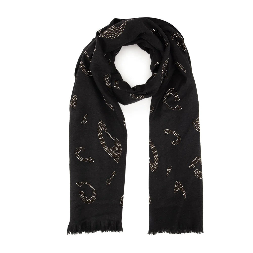 Elite Black Leopard Diamante Winter Scarf