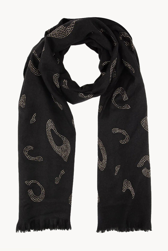 Elite Black Leopard Diamante Winter Scarf