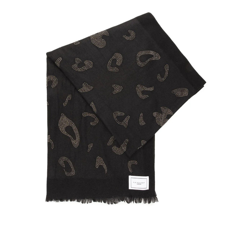 Elite Black Leopard Diamante Winter Scarf