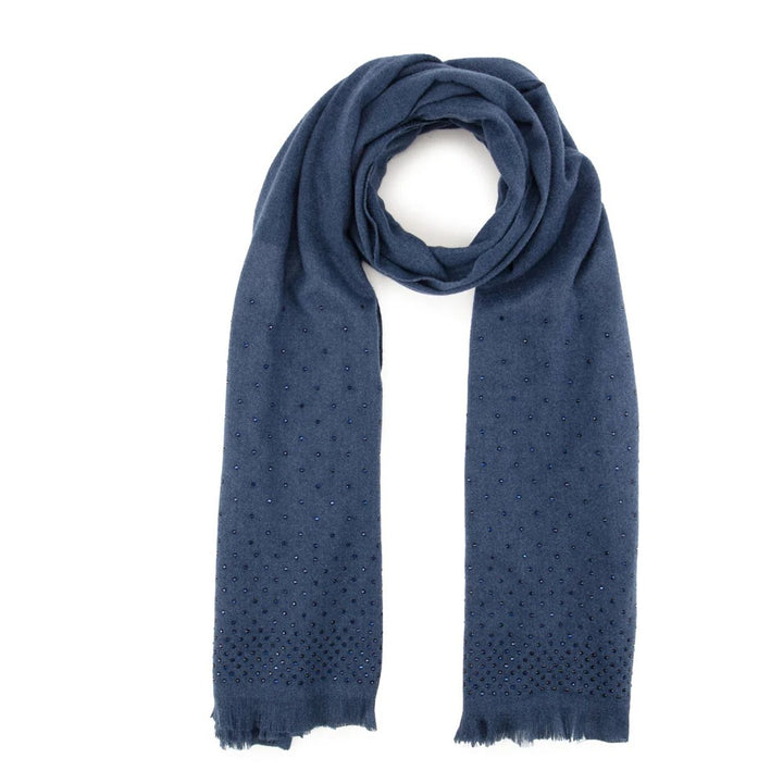 Elite Mid Blue Cascade Diamante Winter Scarf