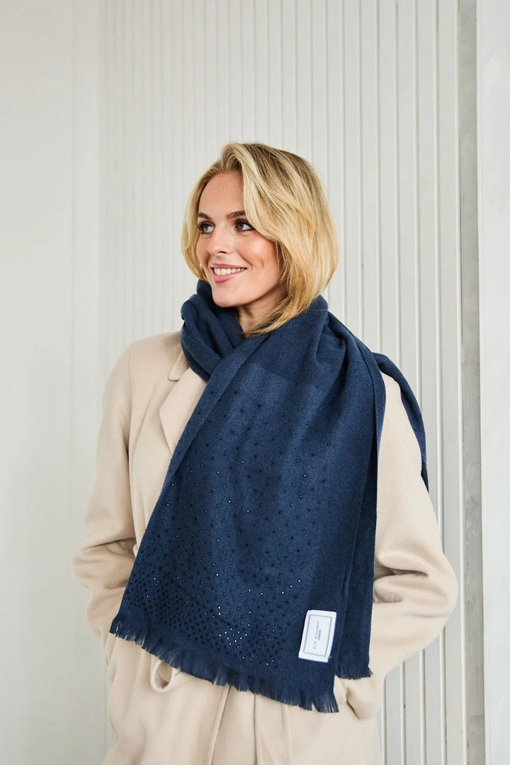 Elite Mid Blue Cascade Diamante Winter Scarf