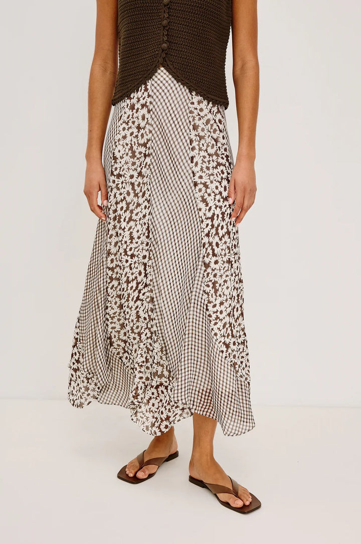 Espresso Daisy Gingham Mix Felina Skirt