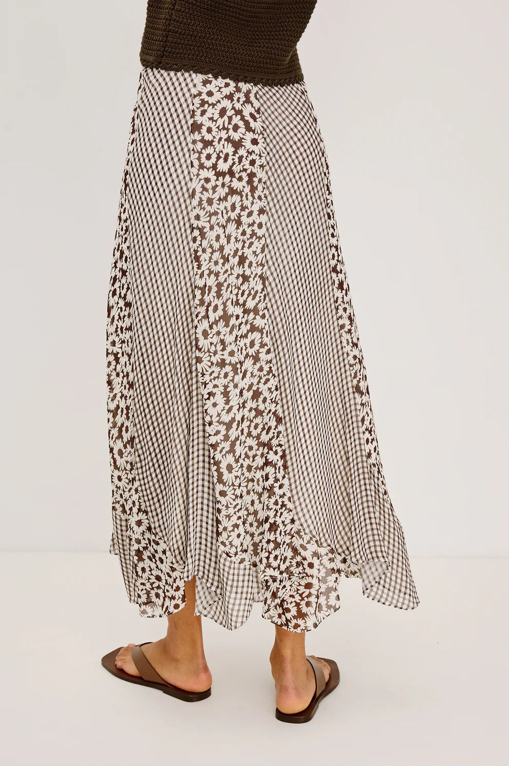 Espresso Daisy Gingham Mix Felina Skirt