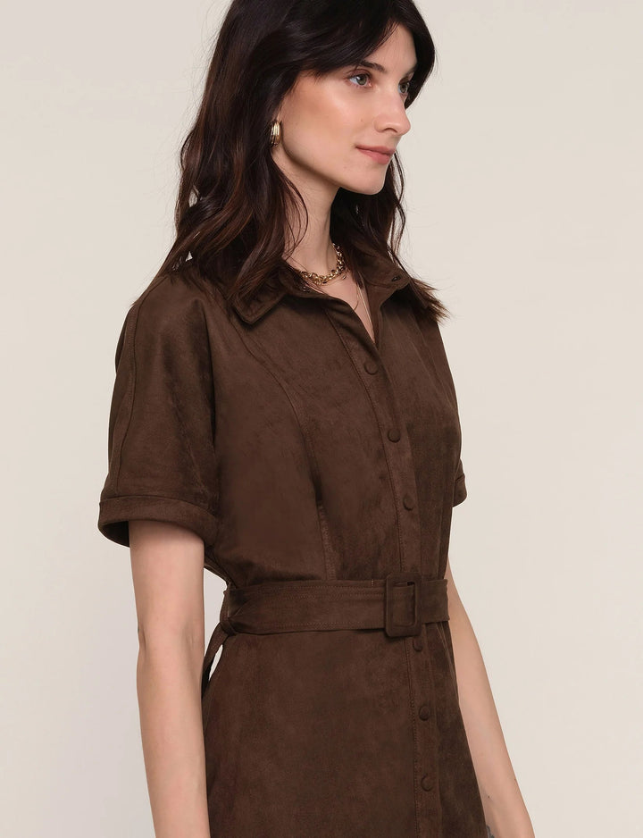 Espresso Faux Suede Margot Shirt Dress