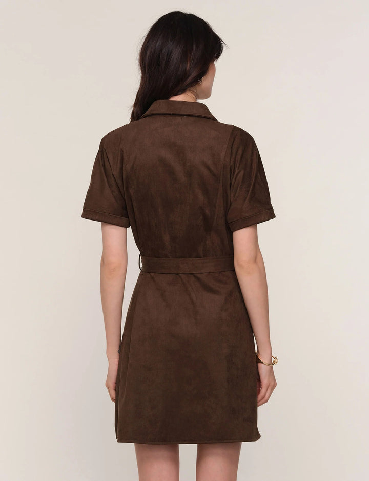 Espresso Faux Suede Margot Shirt Dress