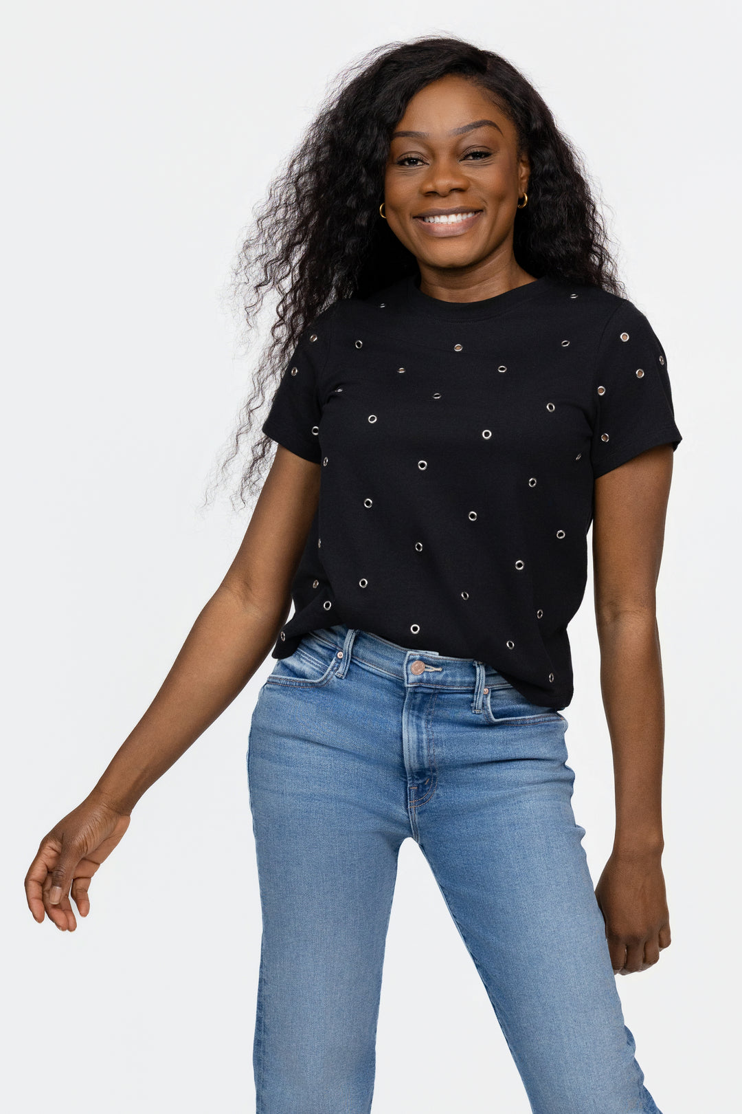 Faded Black Embellished Tee