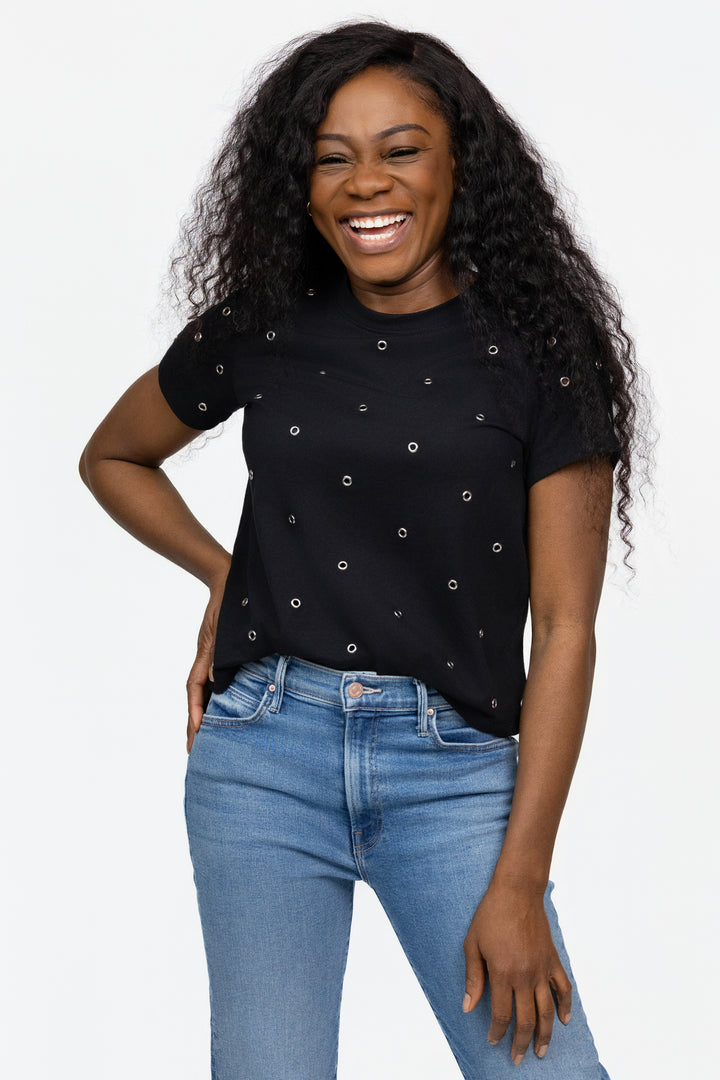 Faded Black Embellished Tee