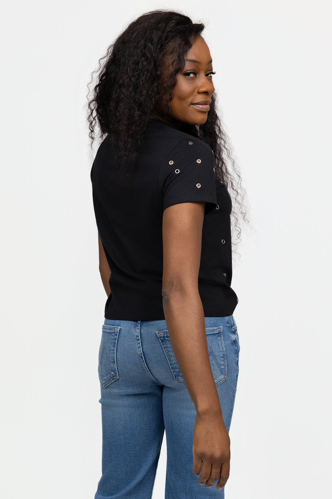 Faded Black Embellished Tee