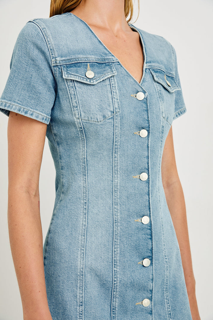 Faded Seaglass Saratoga Mini Denim Dress