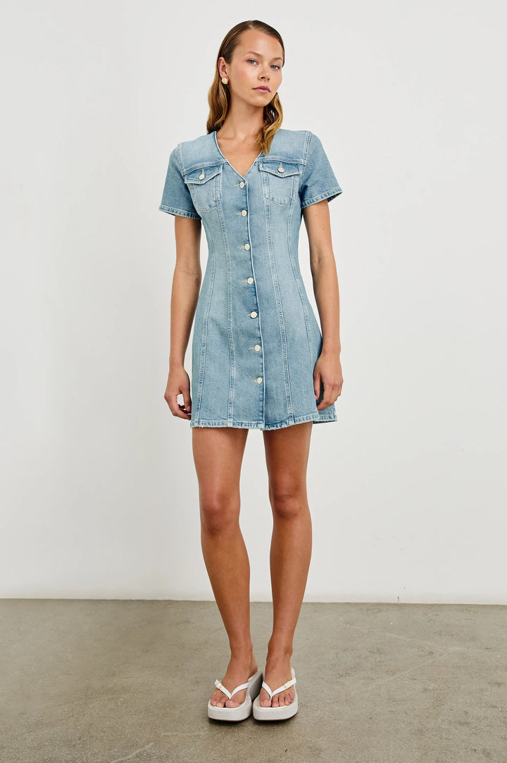 Faded Seaglass Saratoga Mini Denim Dress
