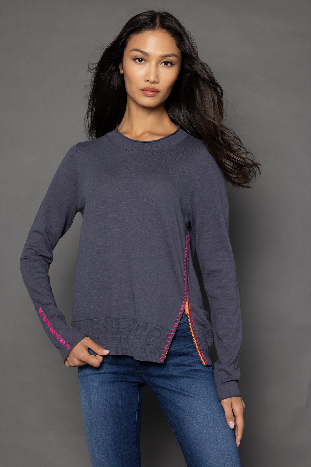 Flat Iron Crew Neck Zipcode Sweater