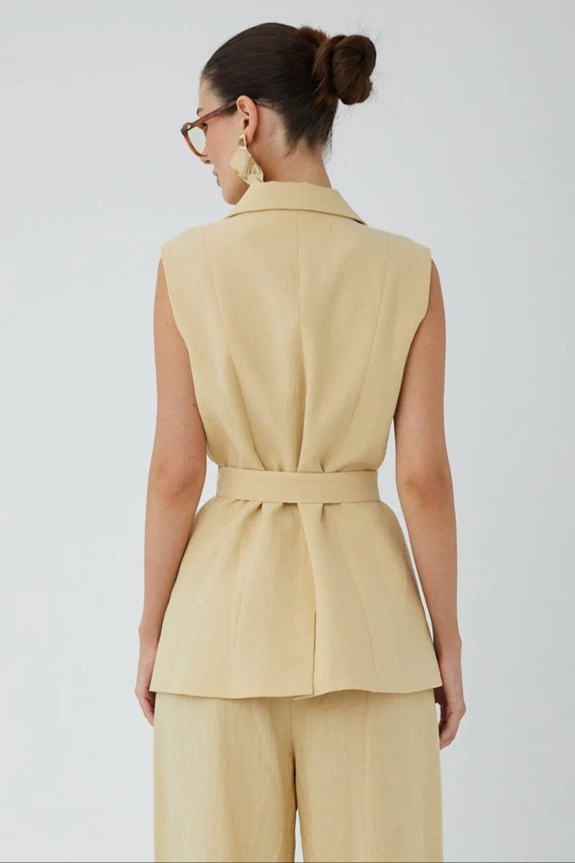 Flax Linen Blend Jordana Vest