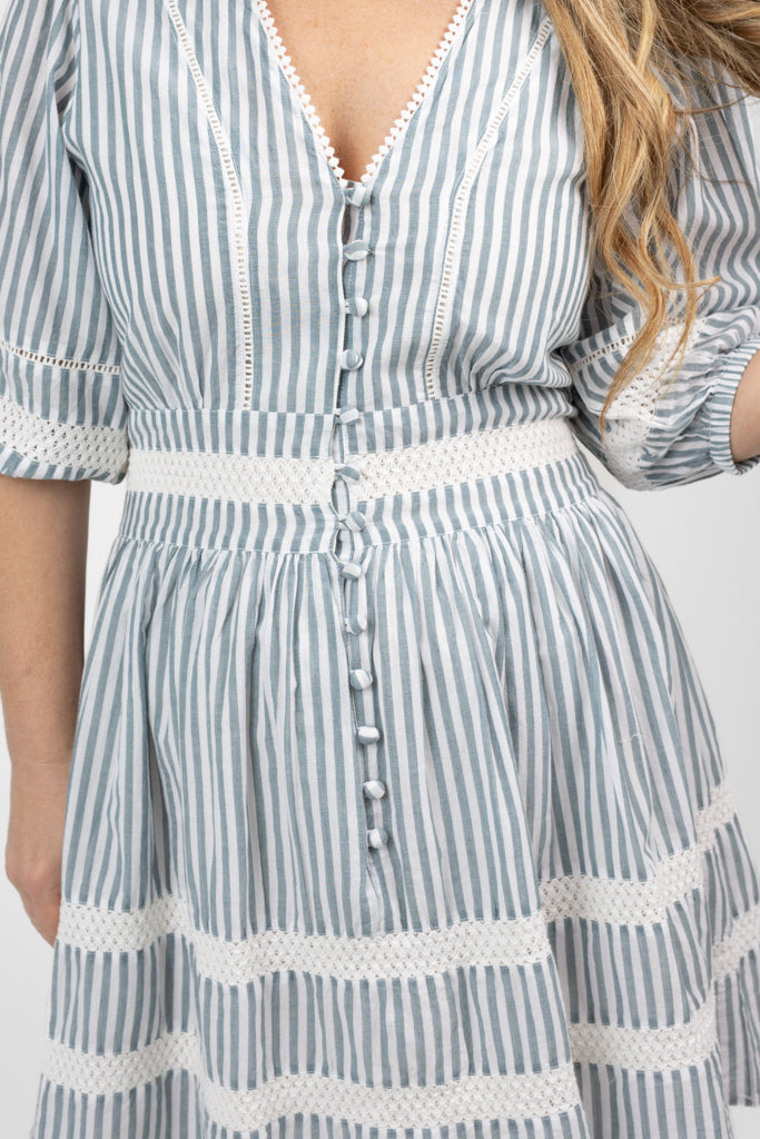 Fog Blue Striped Dani Mini Dress