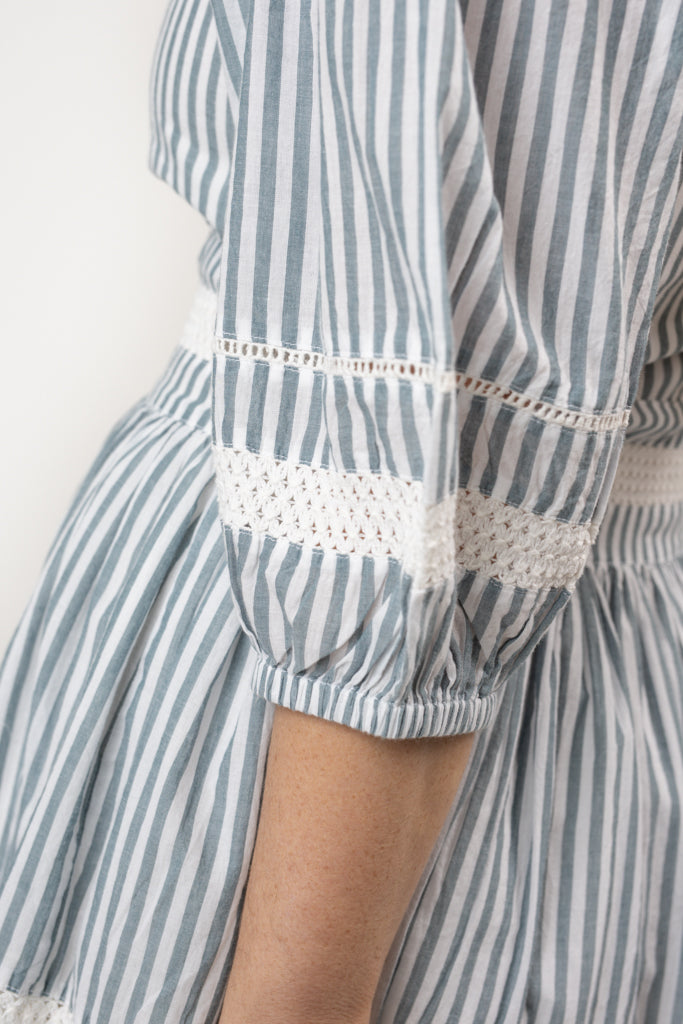 Fog Blue Striped Dani Mini Dress