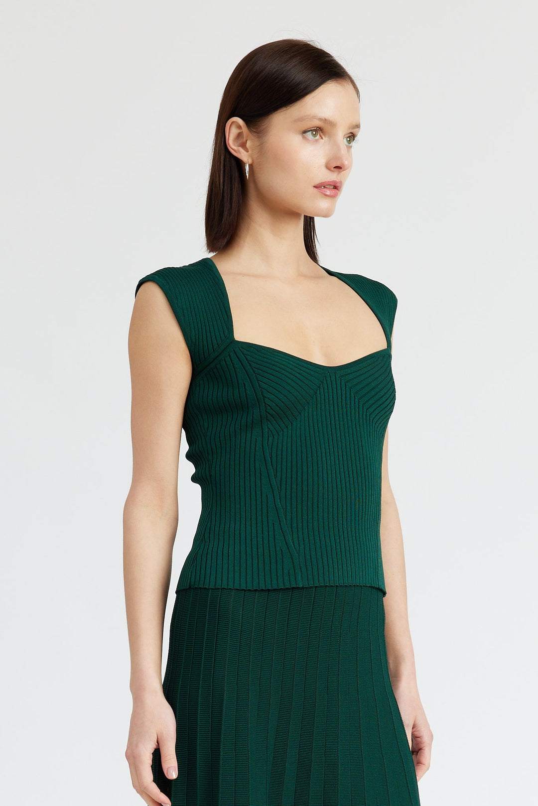 Forest Green Rib Knit Sigrid Top