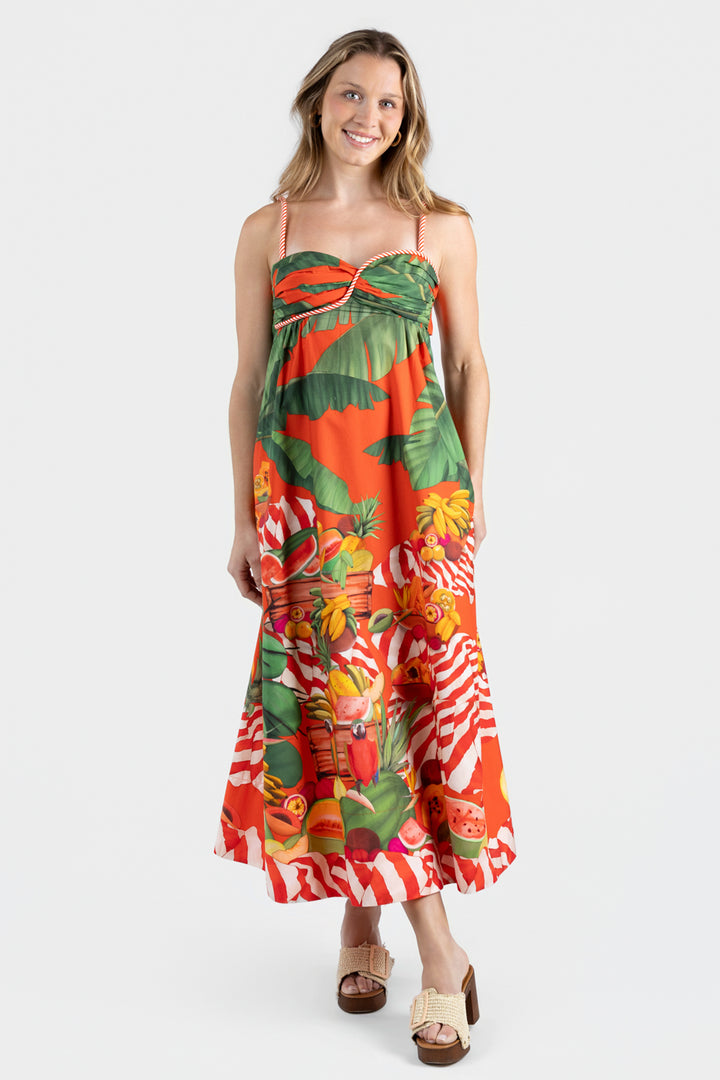 Fruit Trolley Red Maxi Dress