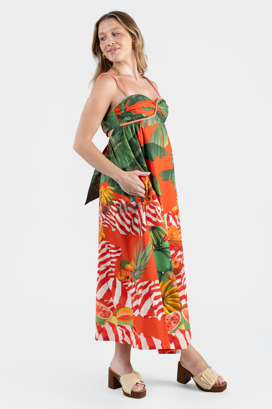 Fruit Trolley Red Maxi Dress