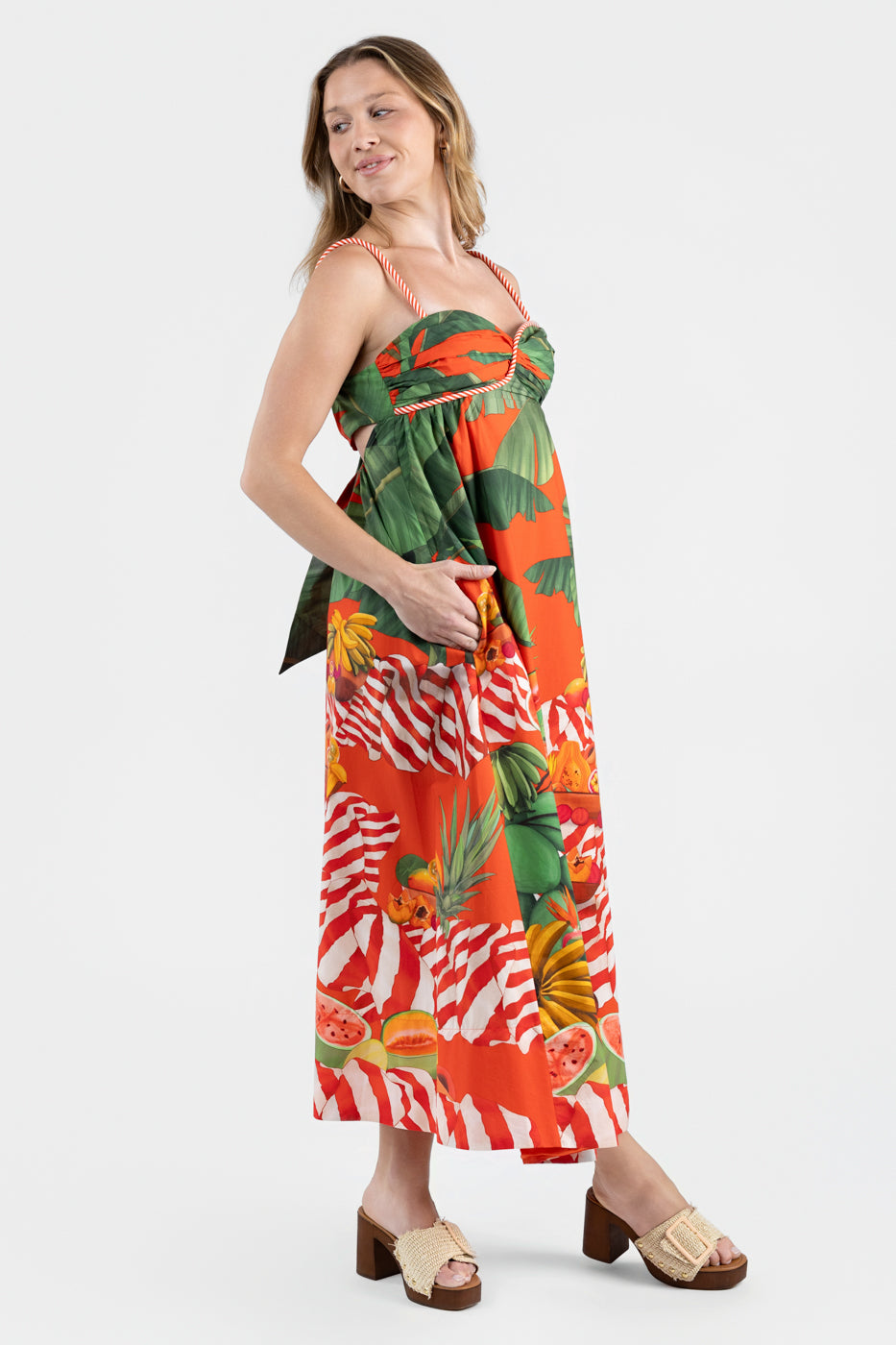 Fruit Trolley Red Maxi Dress