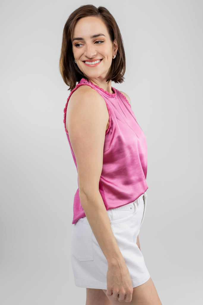 Fuchsia Satin Kelsi Tank Top