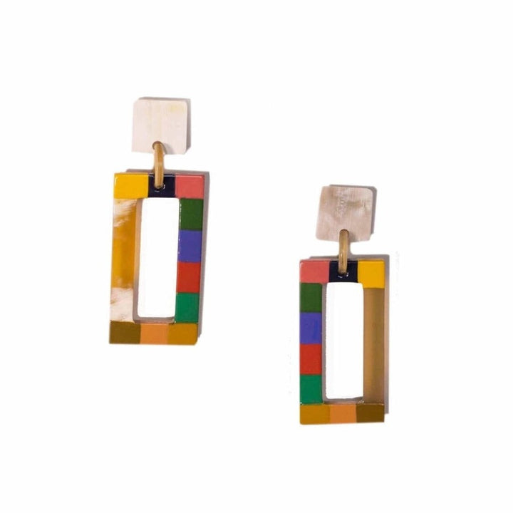 Gem Colorblock Rectangle Earrings