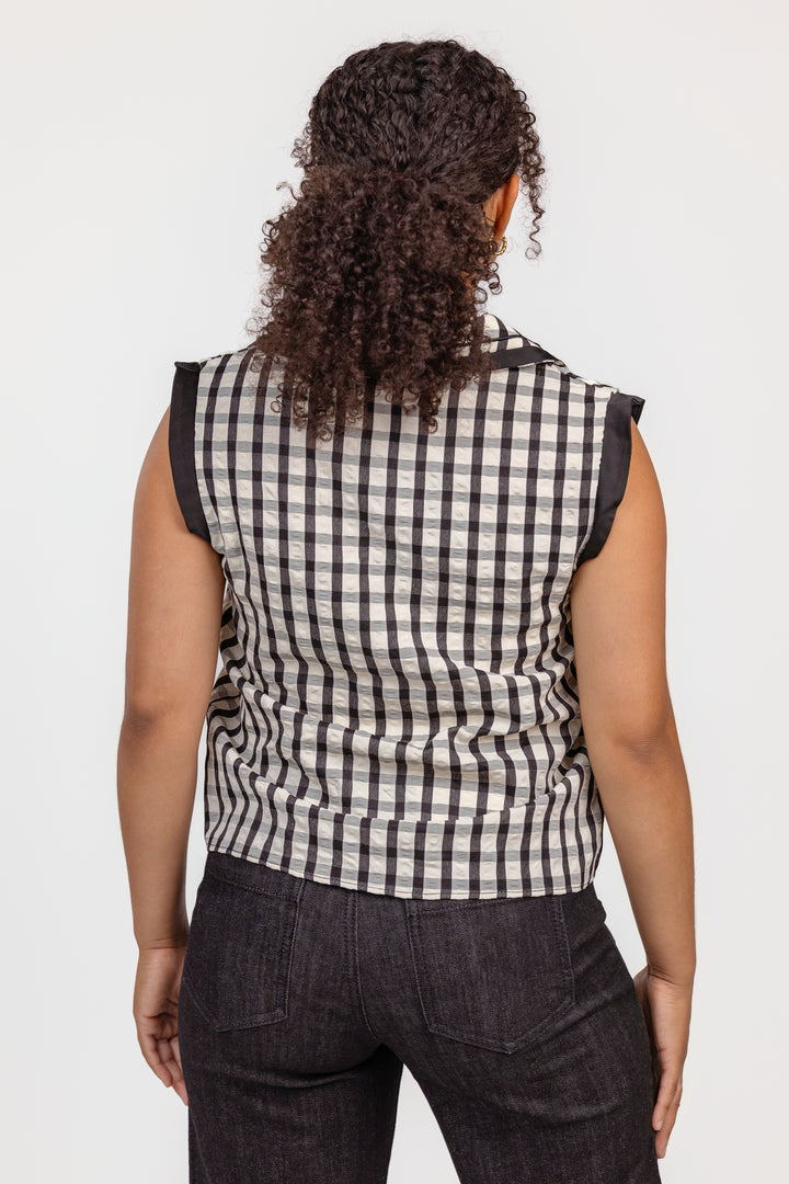 Gingham Large Collar Essex Top