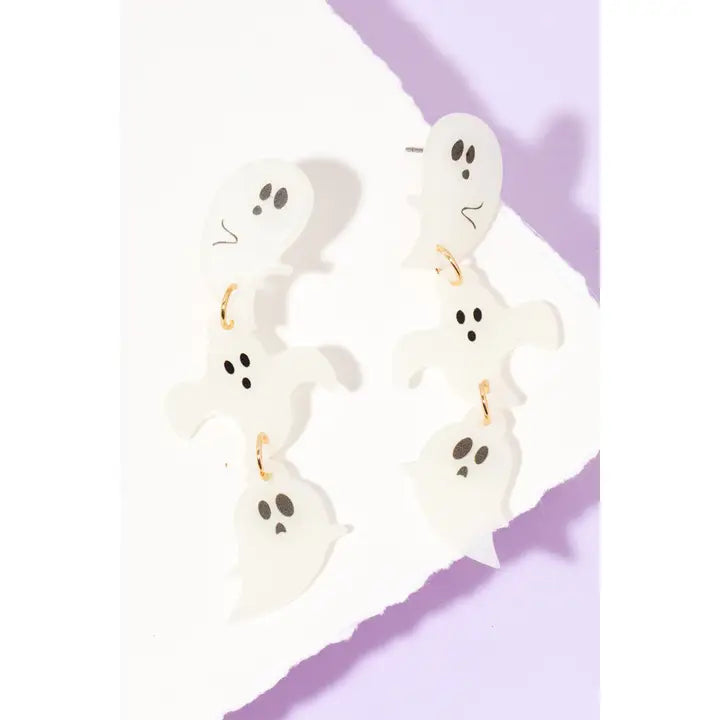 Glow In The Dark Triple Ghost Dangle Earrings