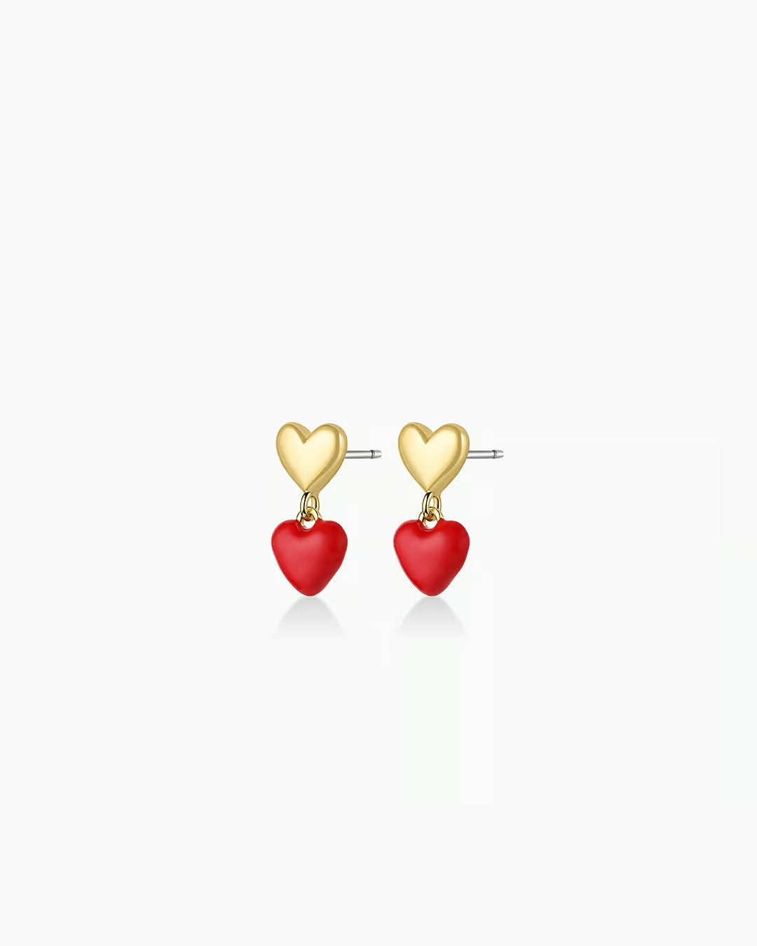 Gold And Red Enamel Amour Earrings