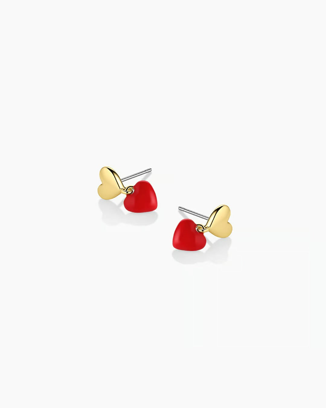 Gold And Red Enamel Amour Earrings