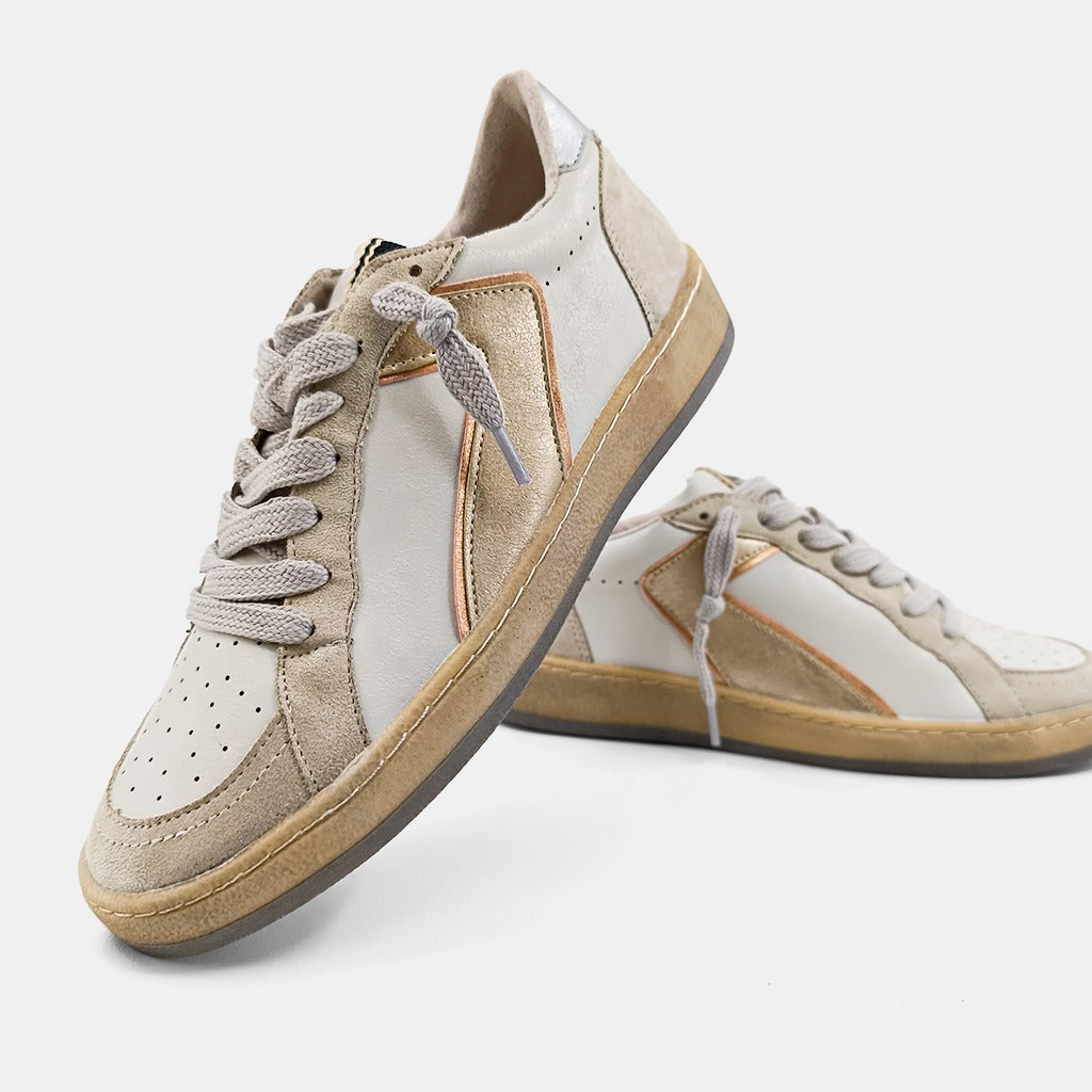 Gold Faux Leather And Suede Salma Sneakers